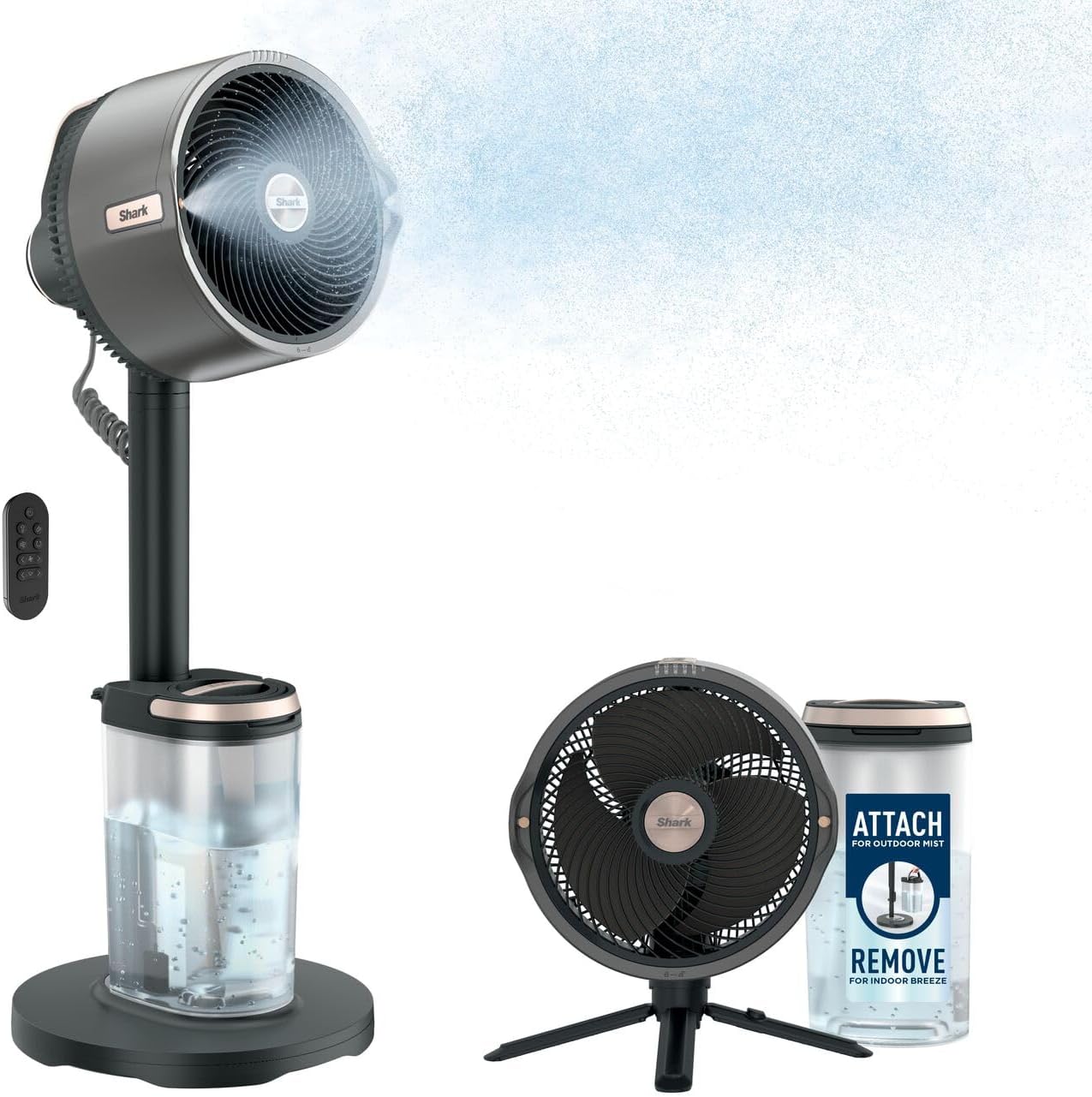 Shark FlexBreeze ProMist Taşınabilir Buharlı Fan – İç ve Dış Mekan Uyumlu, Siyah FA300EU